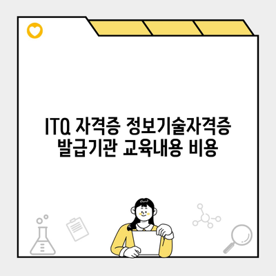 ITQ 자격증 정보기술자격증 발급기관 교육내용 비용