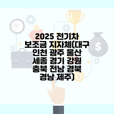 2025 전기차 보조금 지자체(대구 인천 광주 울산 세종 경기 강원 충북 전남 경북 경남 제주)