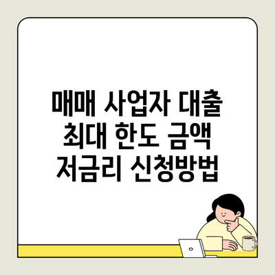 매매 사업자 대출 최대 한도 금액 저금리 신청방법