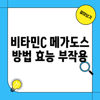 비타민C 메가도스 방법 효능 부작용