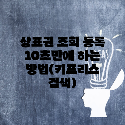 상표권 조회 등록 10초만에 하는 방법(키프리스 검색)