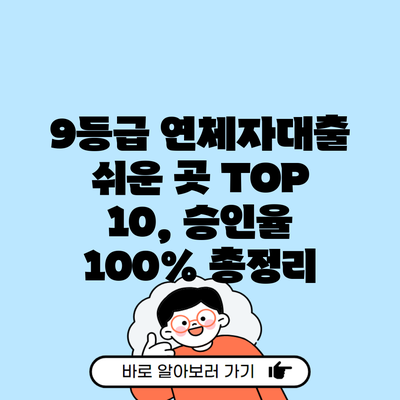 9등급 연체자대출 쉬운 곳 TOP 10, 승인율 100% 총정리