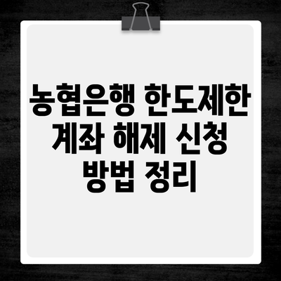농협은행 한도제한 계좌 해제 신청 방법 정리