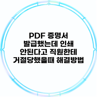 PDF 증명서 발급했는데 인쇄 안된다고 직원한테 거절당했을때 해결방법