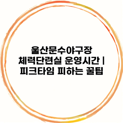 울산문수야구장 체력단련실 운영시간 | 피크타임 피하는 꿀팁