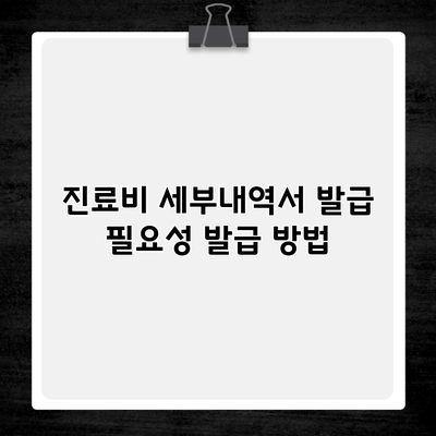 진료비 세부내역서 발급 필요성 발급 방법