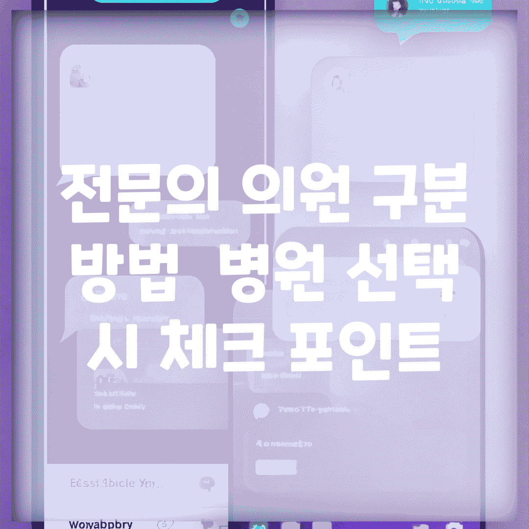 전문의 의원 구분 방법 | 병원 선택 시 체크 포인트