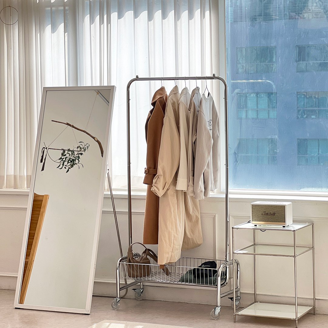 친절한마이쮸 철제 이동식 행거 옷가게 트롤리 스탠드 행거 80cm 원룸 틈새 옷걸이 인테리어 상세 이미지 1