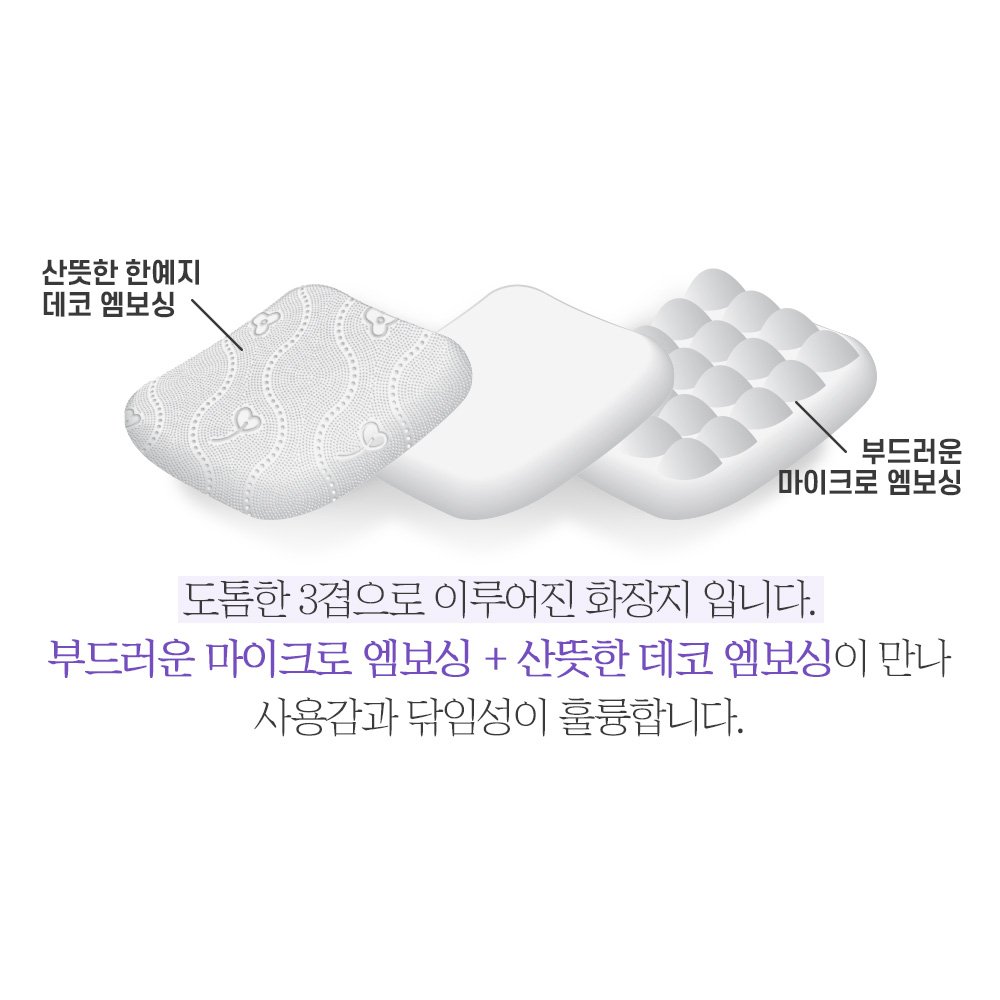 한예지 천연펄프 3겹 순수 라벤더 두루마리 휴지 화장지 25m, 30롤, 1팩 상세 이미지 1