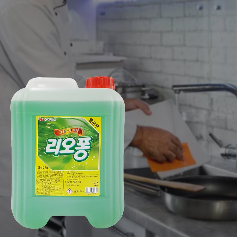 성진켐 리오퐁 옐로우 주방세제 13kg 업소용 대용량 알뜰 주방 설거지 세제 리필 말통 식당 주방용 세척제 상세 이미지 1